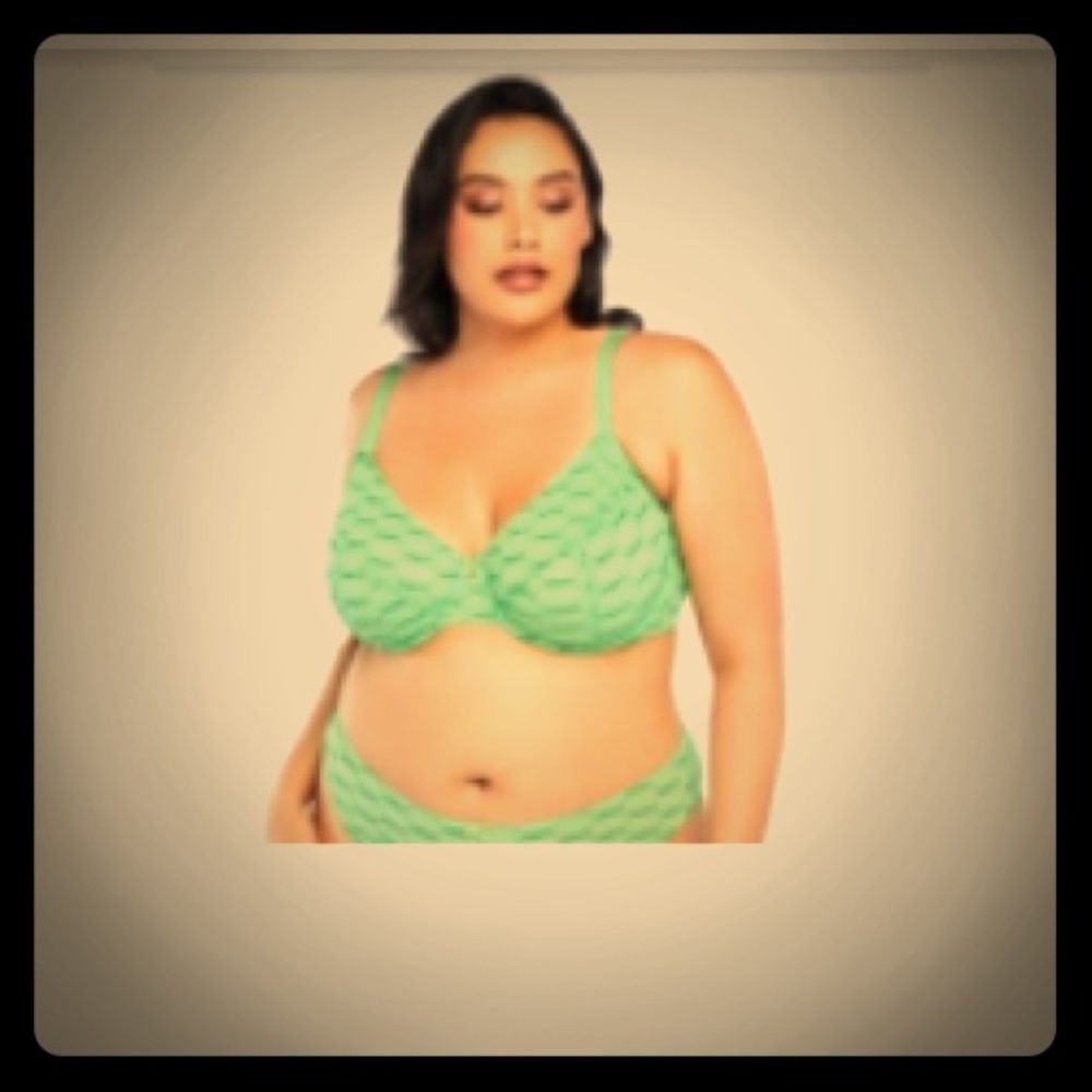 Savage X Fenty Hot Green Logo Underwire Bra 38DD